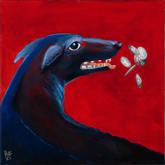 Soothsayer — Blue Greyhound with Coins